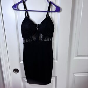 Fashion Nova Bodycon Black Dress Mesh See-through Size XS